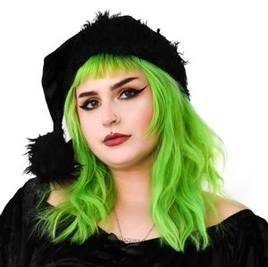 Santa's Goth Little Helper Hat Black Santa Hat